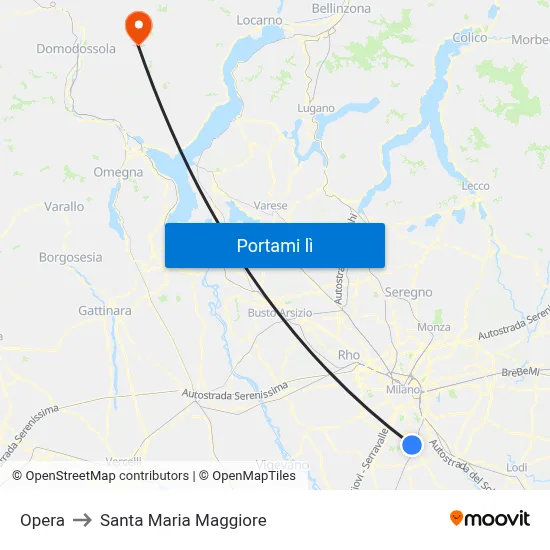 Opera to Santa Maria Maggiore map