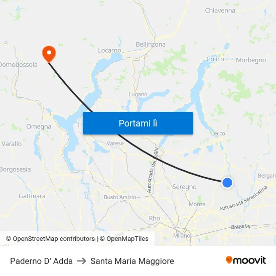 Paderno D' Adda to Santa Maria Maggiore map