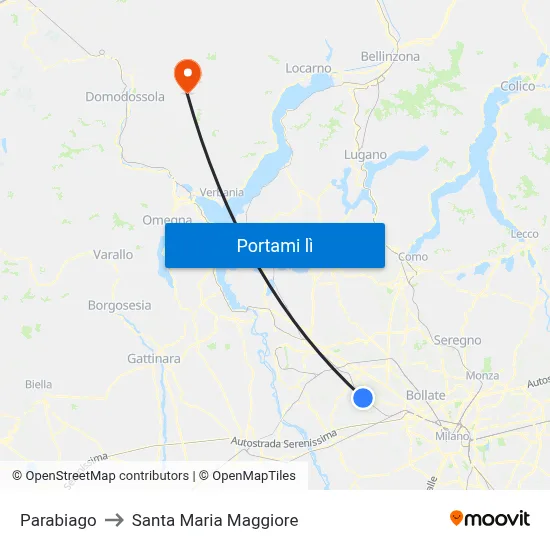 Parabiago to Santa Maria Maggiore map