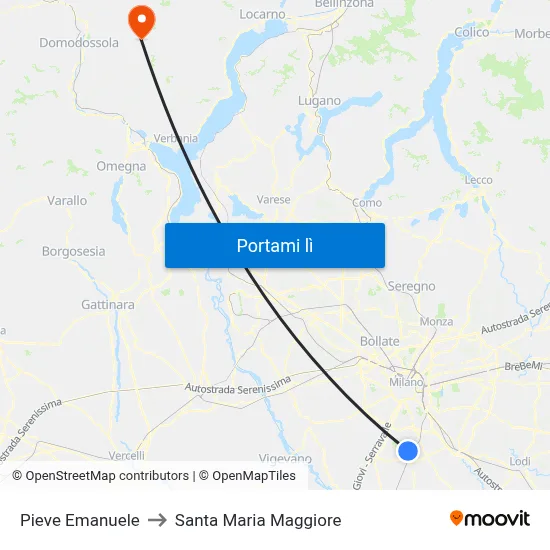 Pieve Emanuele to Santa Maria Maggiore map