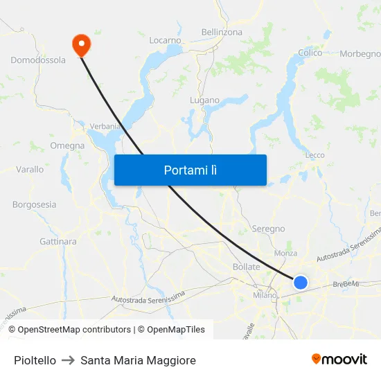 Pioltello to Santa Maria Maggiore map