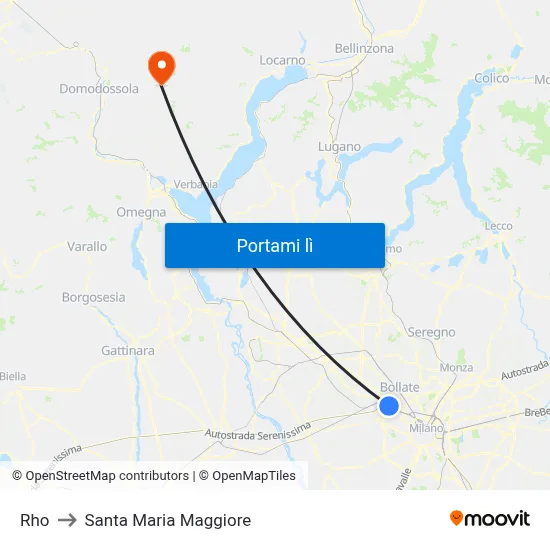 Rho to Santa Maria Maggiore map