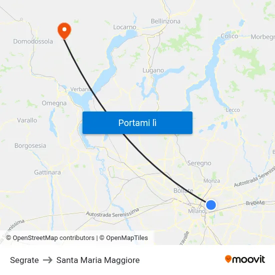 Segrate to Santa Maria Maggiore map