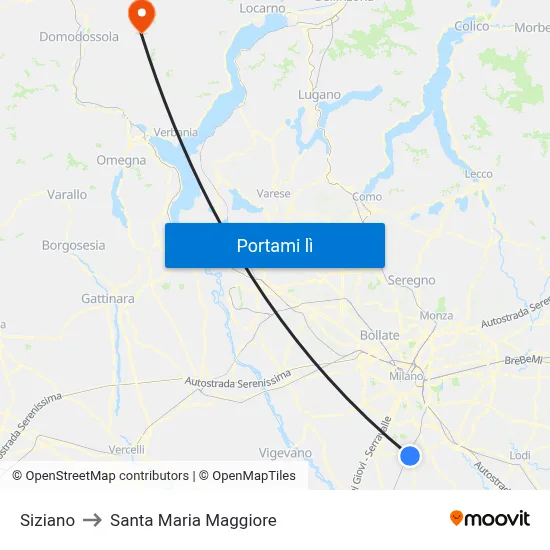 Siziano to Santa Maria Maggiore map