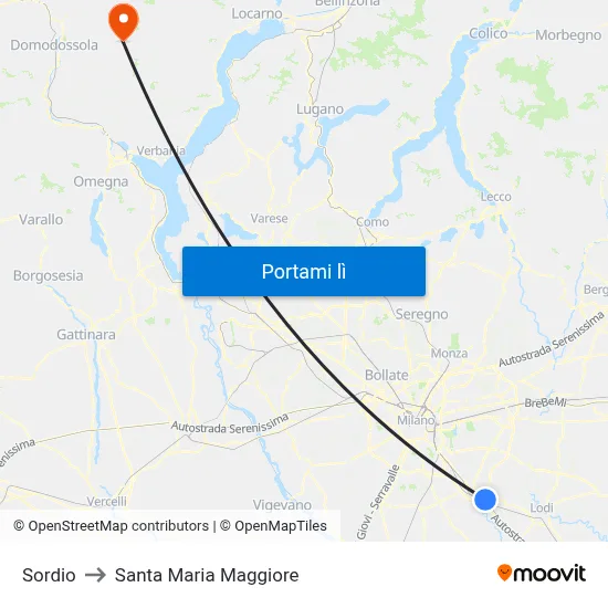 Sordio to Santa Maria Maggiore map