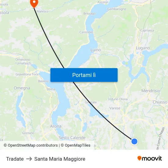 Tradate to Santa Maria Maggiore map