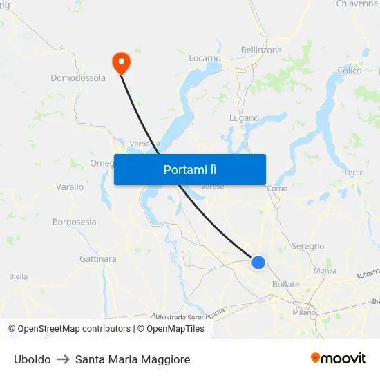 Uboldo to Santa Maria Maggiore map