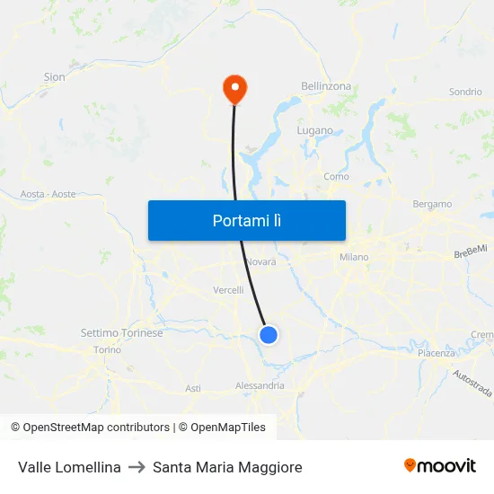 Valle Lomellina to Santa Maria Maggiore map