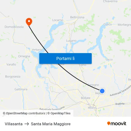 Villasanta to Santa Maria Maggiore map