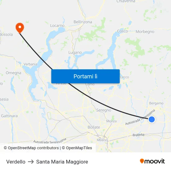 Verdello to Santa Maria Maggiore map