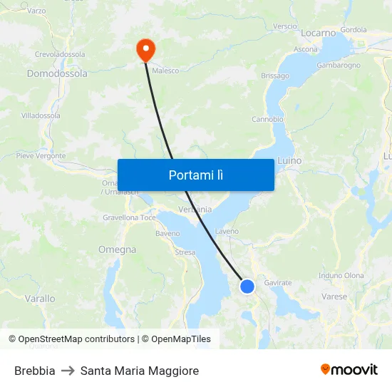 Brebbia to Santa Maria Maggiore map