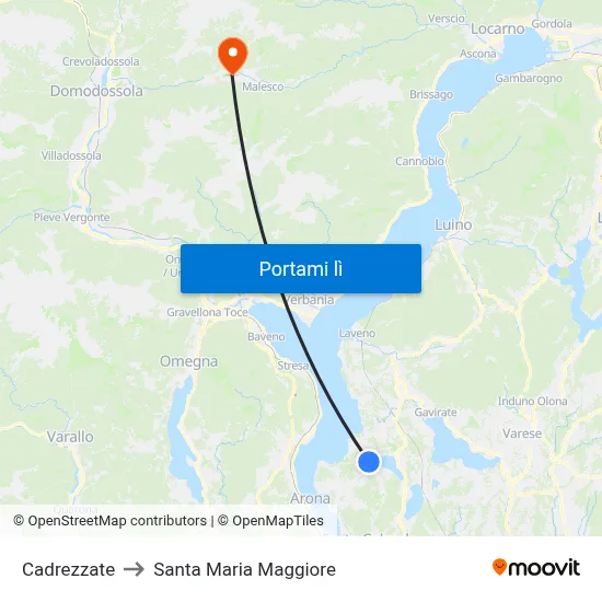 Cadrezzate to Santa Maria Maggiore map