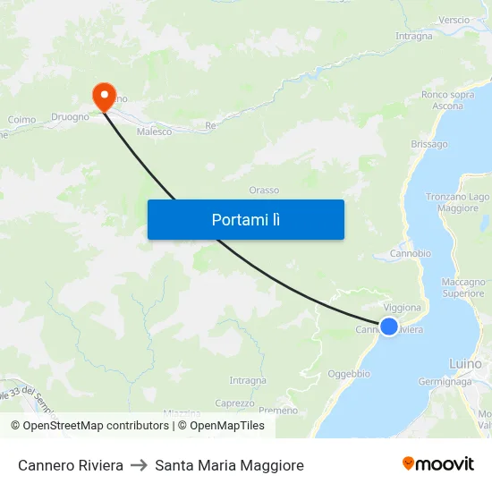 Cannero Riviera to Santa Maria Maggiore map