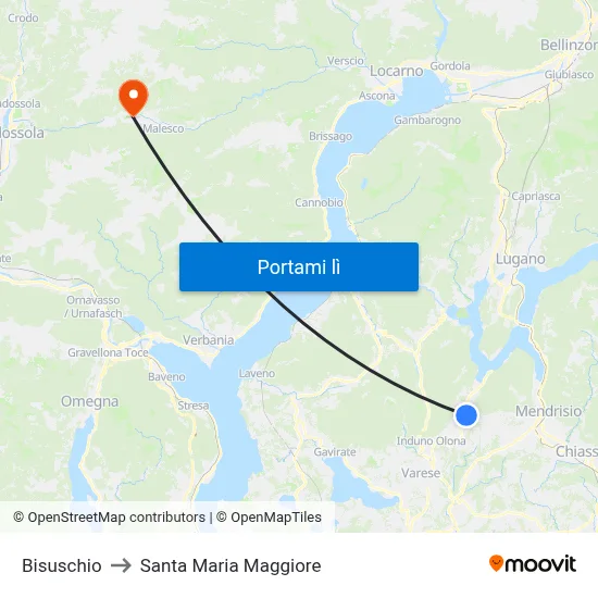 Bisuschio to Santa Maria Maggiore map