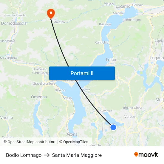 Bodio Lomnago to Santa Maria Maggiore map