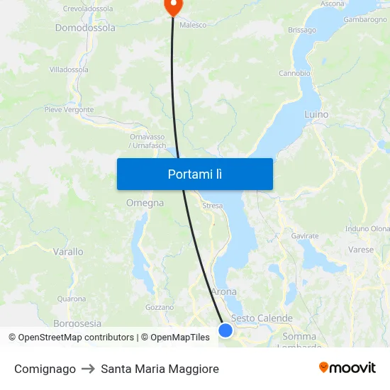 Comignago to Santa Maria Maggiore map
