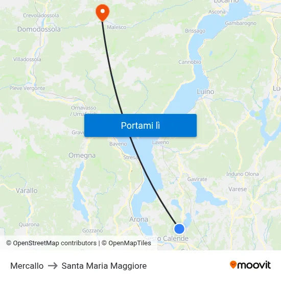 Mercallo to Santa Maria Maggiore map