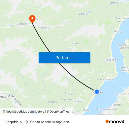 Oggebbio to Santa Maria Maggiore map
