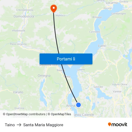 Taino to Santa Maria Maggiore map