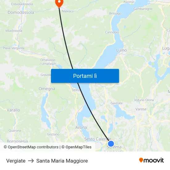 Vergiate to Santa Maria Maggiore map