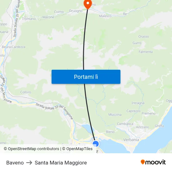 Baveno to Santa Maria Maggiore map
