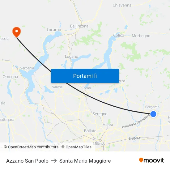 Azzano San Paolo to Santa Maria Maggiore map