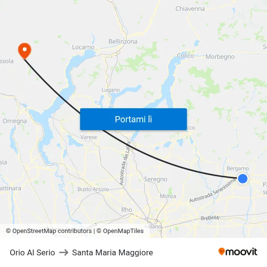 Orio Al Serio to Santa Maria Maggiore map