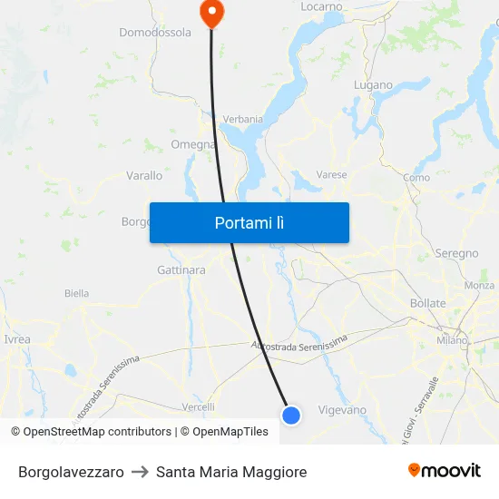 Borgolavezzaro to Santa Maria Maggiore map