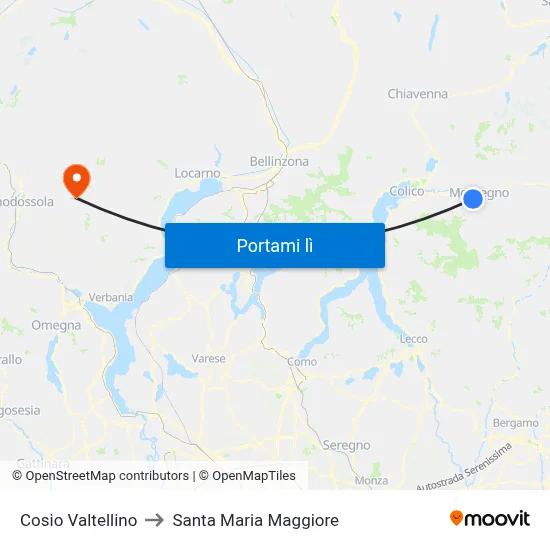 Cosio Valtellino to Santa Maria Maggiore map