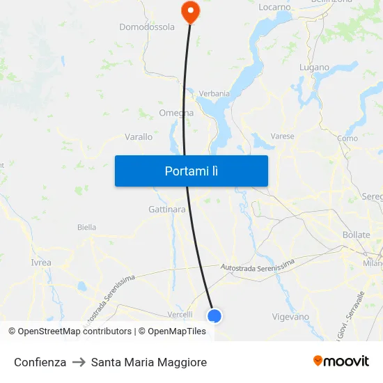 Confienza to Santa Maria Maggiore map