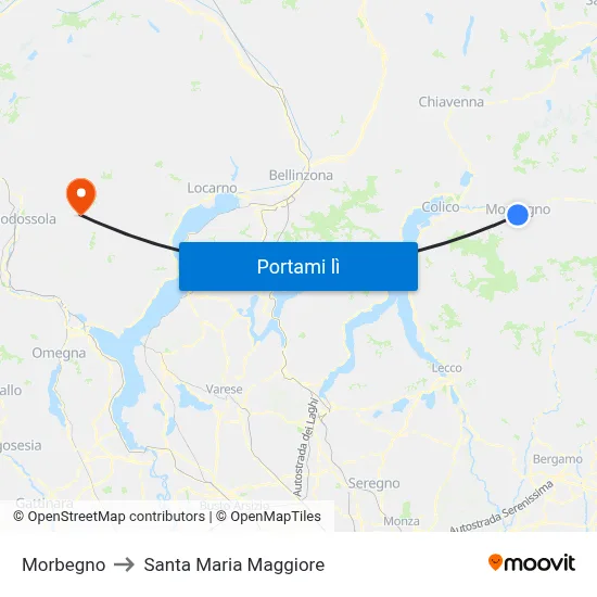 Morbegno to Santa Maria Maggiore map