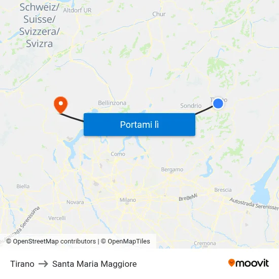 Tirano to Santa Maria Maggiore map