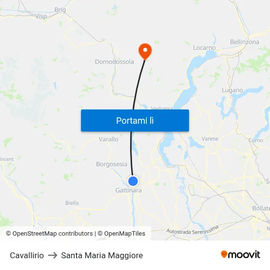 Cavallirio to Santa Maria Maggiore map