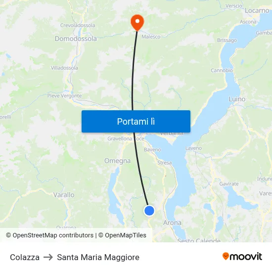 Colazza to Santa Maria Maggiore map