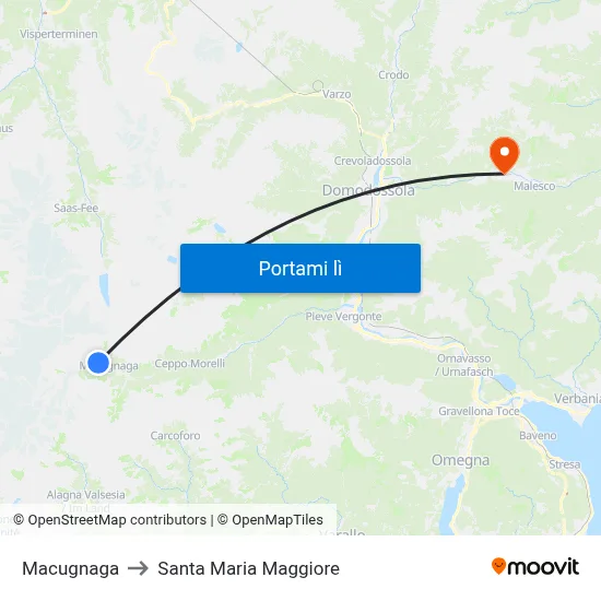 Macugnaga to Santa Maria Maggiore map