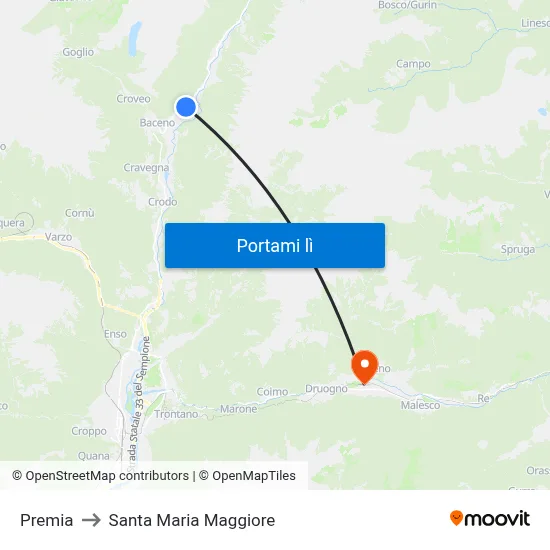 Premia to Santa Maria Maggiore map