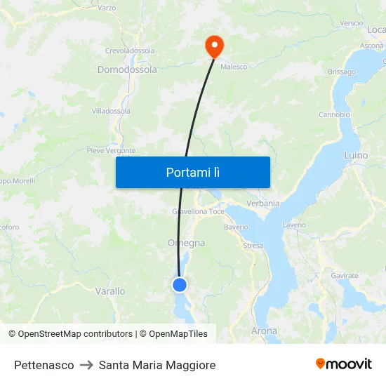 Pettenasco to Santa Maria Maggiore map