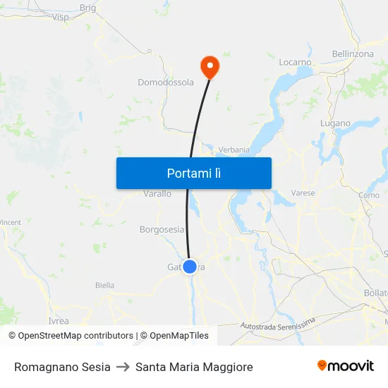 Romagnano Sesia to Santa Maria Maggiore map