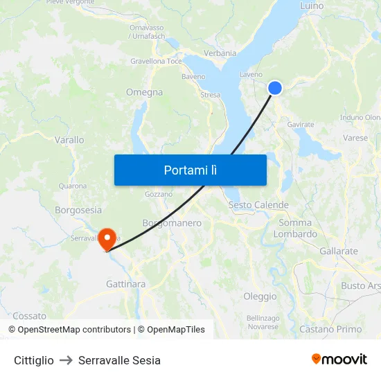 Cittiglio to Serravalle Sesia map
