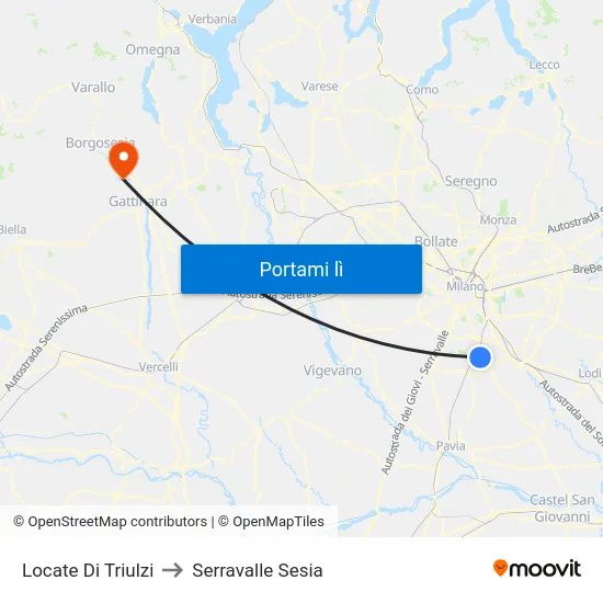 Locate Di Triulzi to Serravalle Sesia map