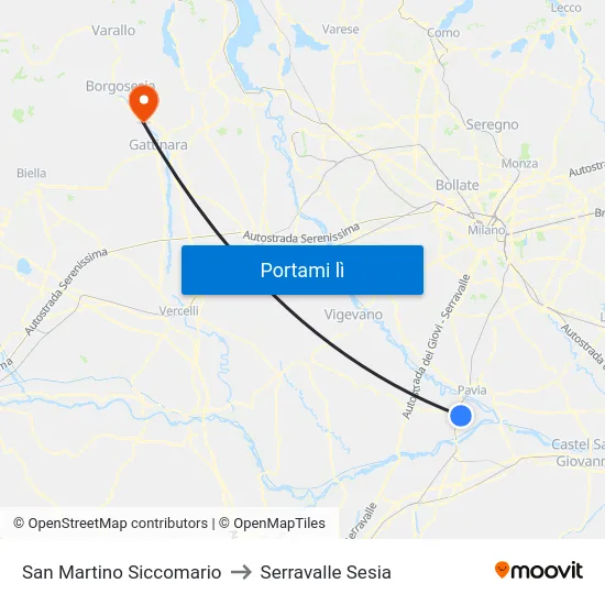 San Martino Siccomario to Serravalle Sesia map