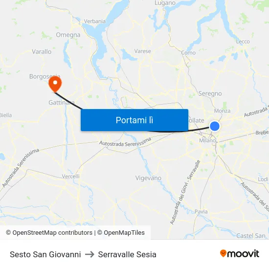 Sesto San Giovanni to Serravalle Sesia map