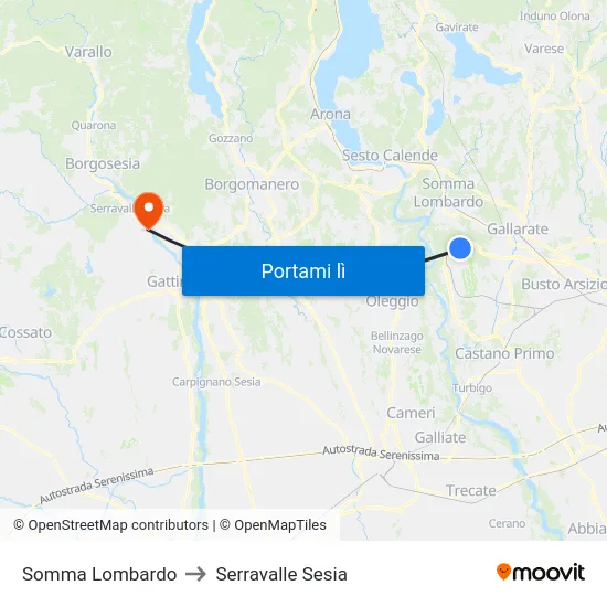 Somma Lombardo to Serravalle Sesia map