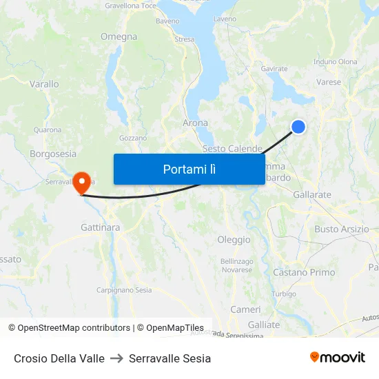 Crosio Della Valle to Serravalle Sesia map