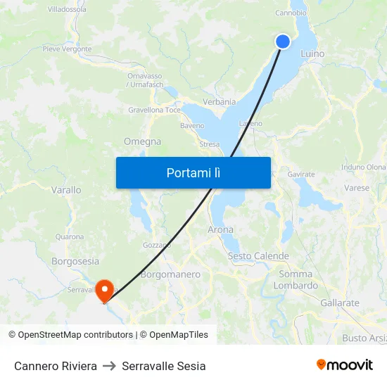 Cannero Riviera to Serravalle Sesia map