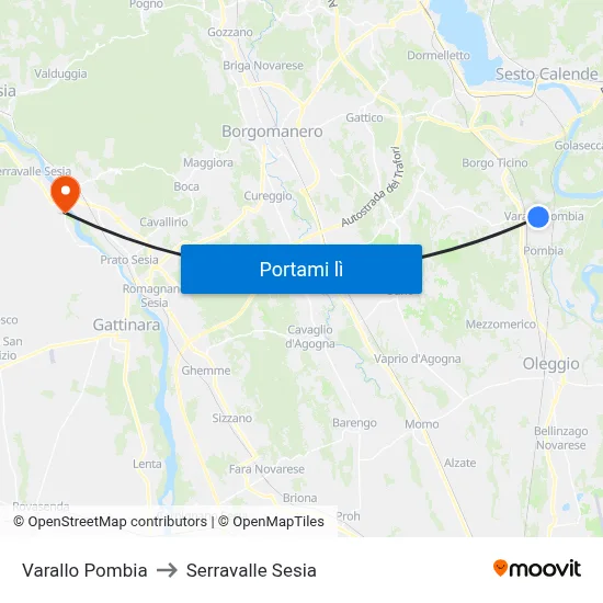 Varallo Pombia to Serravalle Sesia map