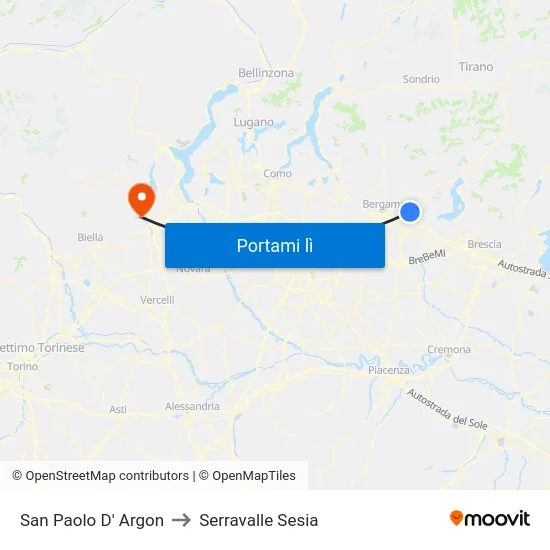 San Paolo D' Argon to Serravalle Sesia map