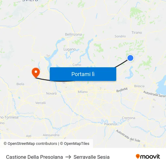 Castione Della Presolana to Serravalle Sesia map