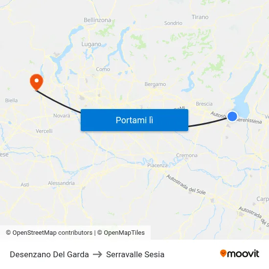 Desenzano Del Garda to Serravalle Sesia map