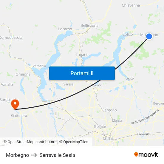 Morbegno to Serravalle Sesia map